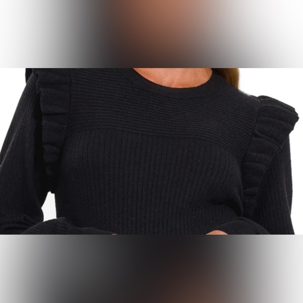 &Merci Black Ribbed Sweater - Picture 2 of 4